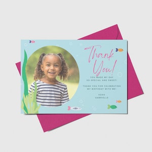 Mermaid Thank You Card with photo, African American, Black Mermaid, Printable, Editable, INSTANT DOWNLOAD