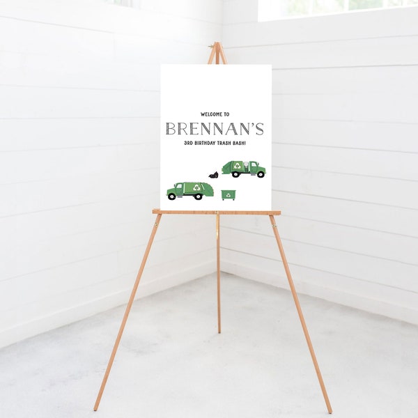 Garbage Truck Birthday Party Welcome Sign, 18x24, 24x36, Poster, Dump Everything, Printable, Editable, INSTANT DOWNLOAD