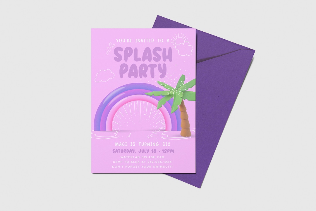 Splash Rave Party Splash Party Birthday Invitation, Summer Celebration, Splash Pad ...