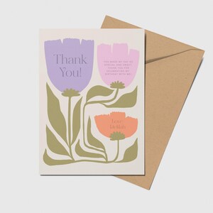 Modern Spring Flowers Birthday Thank You Card, Boho Flower, Floral Theme Birthday, Printable, Editable, INSTANT DOWNLOAD