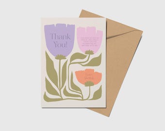 Floral Thank You Card: Modern Spring Flowers, Editable (Digital Download)