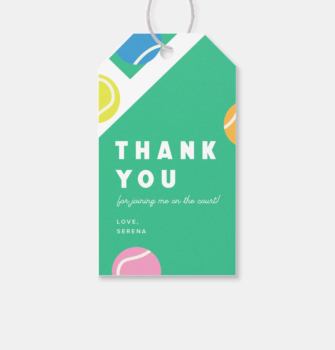 Tennis Birthday Thank You Tag: Party Favor Decor (printable, Editable ...