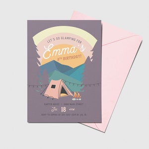 Glamping Birthday Party Invitation, Camping Birthday Invite, Printable, Editable, INSTANT DOWNLOAD