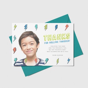 Skateboard Thank You Card with photo, Skateboard Birthday Party, Printable, Editable, INSTANT DOWNLOAD