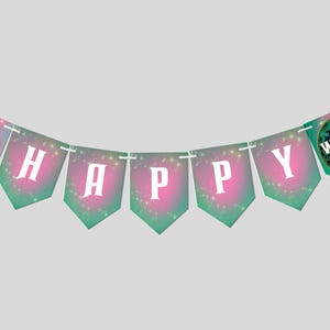 Wicked Good Time Birthday Party Flag Banner, Birthday Garland, Halloween, Witch, Emerald City, Oz, Printable, Editable, INSTANT DOWNLOAD