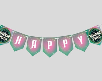 Wicked Witch Birthday Banner: Emerald Green Party Garland (Digital Download)