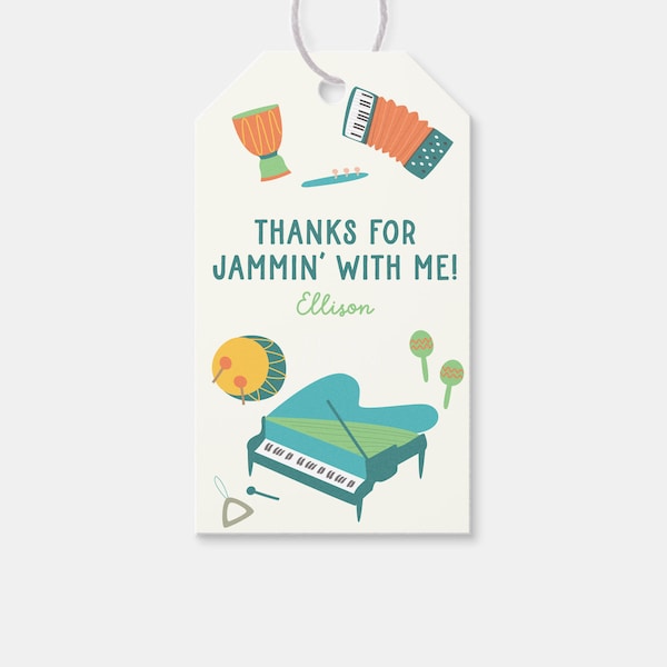 Musical Instruments Birthday Party Favor Tag, Thank You Tag, Marching Band, Music, Printable, Editable, INSTANT DOWNLOAD