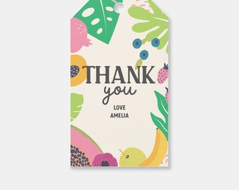 Twotti Frutti Thank You Tag: Tropical 2nd Birthday (Printable, Editable, INSTANT DOWNLOAD)