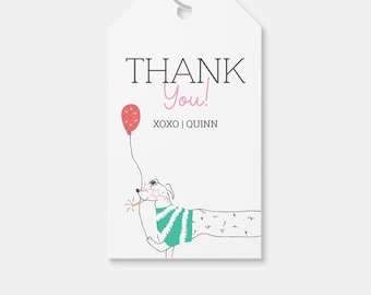 Dog Birthday Party Favor Tags: Puppy Thank You (Instant Download)