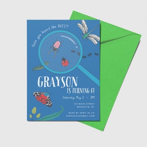 Bug Birthday Party Invitation, Bugs Birthday Party Theme, Printable, Editable, INSTANT DOWNLOAD