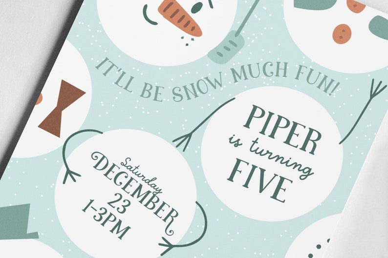 Snowman Birthday Party Invitation, Snowballs, Snow Much Fun, Winter Birthday, Printable ...
