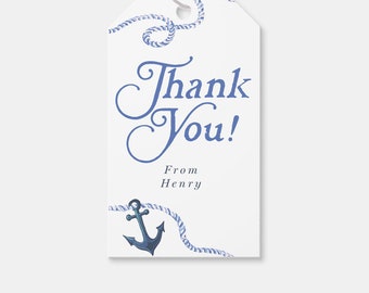 Nautical Anchor Thank You Tag: Editable Party Favor (Instant Download)