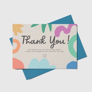 Confetti Birthday Party Thank You Card, Funfetti, Gender Neutral, Colorful, Printable, Editable, INSTANT DOWNLOAD