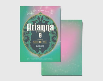 Wicked Witch Birthday Invitation: Emerald Green, Pink, Oz (Printable, Editable, Instant Download)