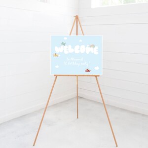 Airplane Birthday Party Welcome Sign, 18x24, 24x36, Poster, 1st Birthday, Biplane, Plane, Helicopter, Printable, Editable, INSTANT DOWNLOAD