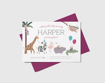 Safari Animals Birthday Party Invite: Jungle Theme (Digital Download)