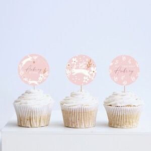 Little Bunny Birthday Party Cupcake Toppers, Stickers, Some Bunny, Bunnies, Printable, Editable, INSTANT DOWNLOAD