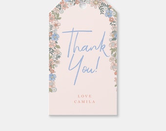 Wildflower Birthday Thank You Tag: Floral Party Favor (Digital Download)