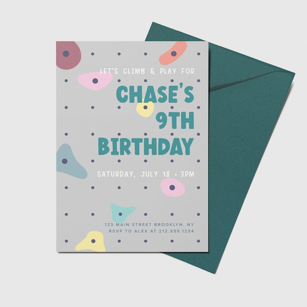 Rock Climbing Birthday Invitation: Tween Climb Party (Printable, Editable, INSTANT DOWNLOAD)