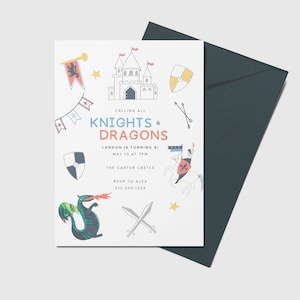 Dragons & Knights Birthday Party Invitation, Castle, Medieval Theme Birthday, Printable, Editable, INSTANT DOWNLOAD