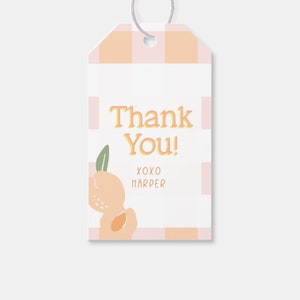 Sweet As A Peach Birthday Party Favor Tag, Thank You Tag, Peach Invitation, Peach Birthday, Printable, Editable, INSTANT DOWNLOAD