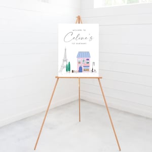 Paris Birthday Welcome Sign, 18x24, 24x36, Poster, French Patisserie, Parisian Cafe, Paris, Printable, Editable, INSTANT DOWNLOAD