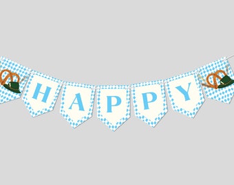 Oktoberfest Birthday Party Flag Banner, Garland, Decor, Oktwoberfest, Onetoberfest, Biergarten, Printable, Editable, INSTANT DOWNLOAD