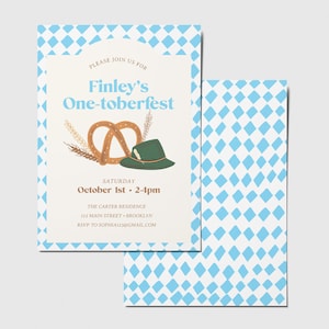 Oktoberfest Birthday Party Invitation, Oktwoberfest, Onetoberfest, Pretzel, German Biergarten, Printable, Editable, INSTANT DOWNLOAD