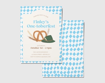 Oktoberfest Birthday Party Invitation, Oktwoberfest, Onetoberfest, Pretzel, German Biergarten, Printable, Editable, INSTANT DOWNLOAD