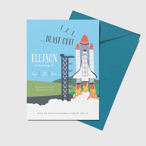 Space Birthday Party Invitation, Spaceship, Space Birthday Theme, Blast Off, Printable, Editable, INSTANT DOWNLOAD