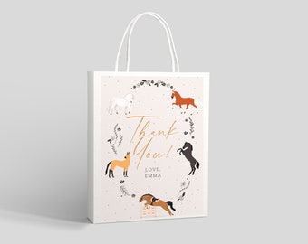 Horse Birthday Party Favor Bag Sticker: Editable Design (Digital Download)