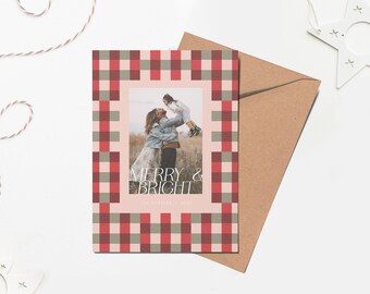 Plaid Holiday Photo Card Template: Printable Christmas Card (Digital Download)