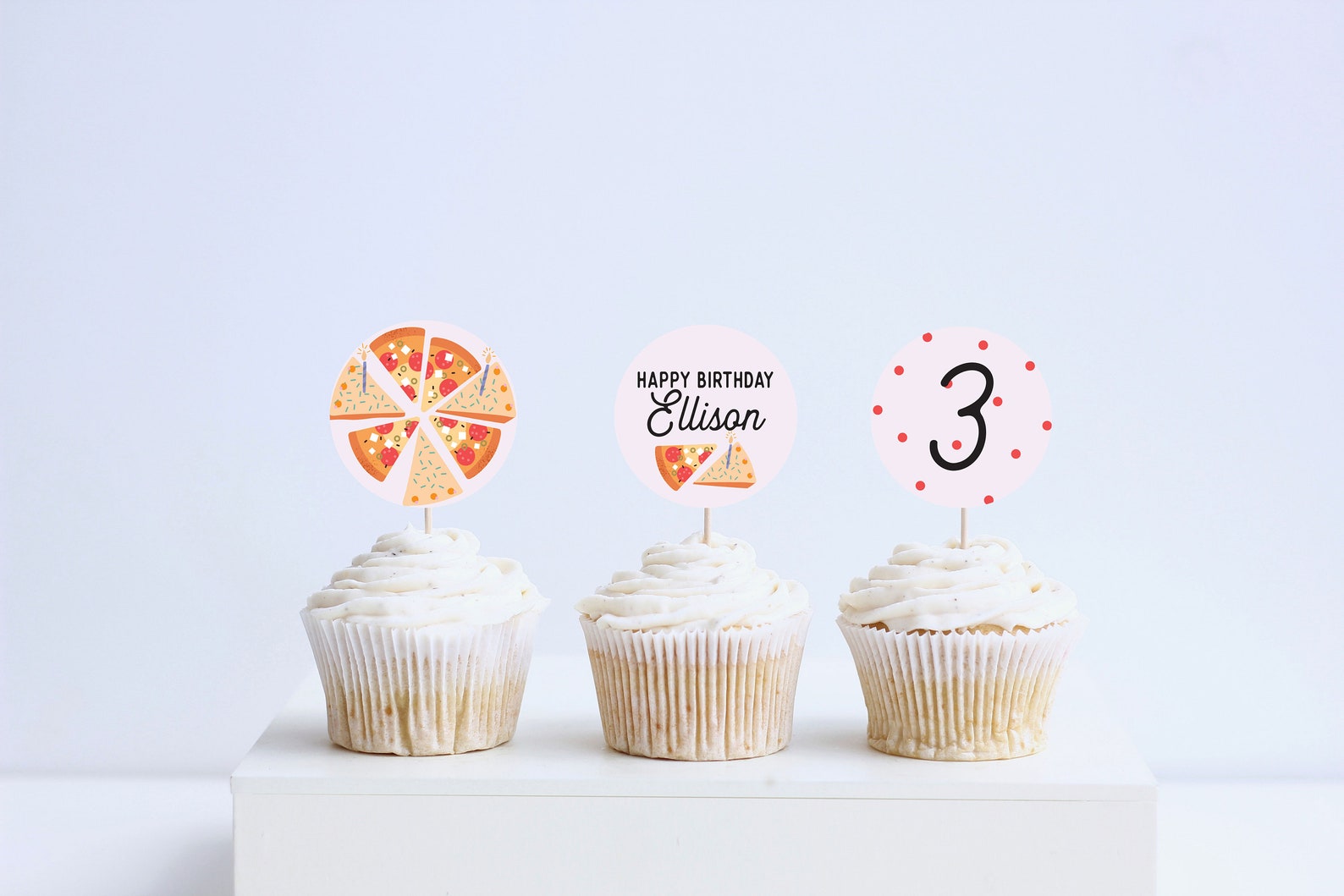 Pizza & Cake Party Birthday Thank You Card With Photo A Slice Etsy