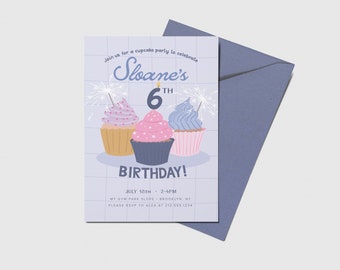 Cupcake Birthday Party Invite, Baking Party, Cake Decorating, Printable, Editable, INSTANT DOWNLOAD