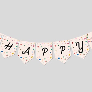 Friendship Bracelet Birthday Party Flag Banner, Birthday Garland, BFF Bracelet, Bead Bracelet, Tween, Printable, Editable, INSTANT DOWNLOAD