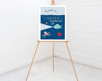 Under the Sea Birthday Welcome Sign: Ocean Animals (Digital Download)