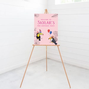 Toucan Birthday Party Welcome Sign, 18x24, 24x36, Poster, 2nd Birthday, Twocan, Tropical Theme, Printable, Editable, INSTANT DOWNLOAD