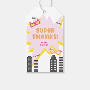 Superhero Birthday Party Favor Tag, Thank You Tag, Superheroes Party, Superhero Theme, Printable, Editable, INSTANT DOWNLOAD
