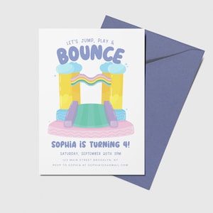 Bounce House Birthday Party Invite, Bouncy Castle, Jump, Jump & Play, Balloons, Printable, Editable, INSTANT DOWNLOAD