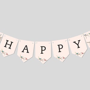 Little Birdie Birthday Party Flag Banner, Garland, Decorations, Printable, Editable, INSTANT DOWNLOAD