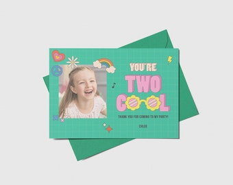 Two Birthday Thank You Card with Photo (Digital Download)