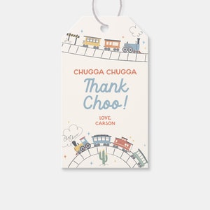Choo Choo Train Birthday Favor Tag, Thank You Tag, Party Decor, All Aboard, 1st Birthday, Printable, Editable, INSTANT DOWNLOAD