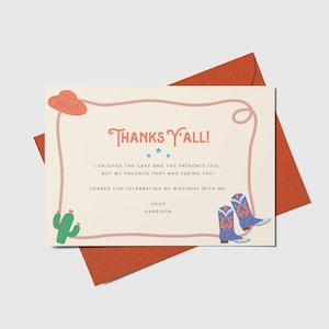 Rodeo Birthday Thank You Card With Photo, Cowsaddle Up, Cowboy Boots ...
