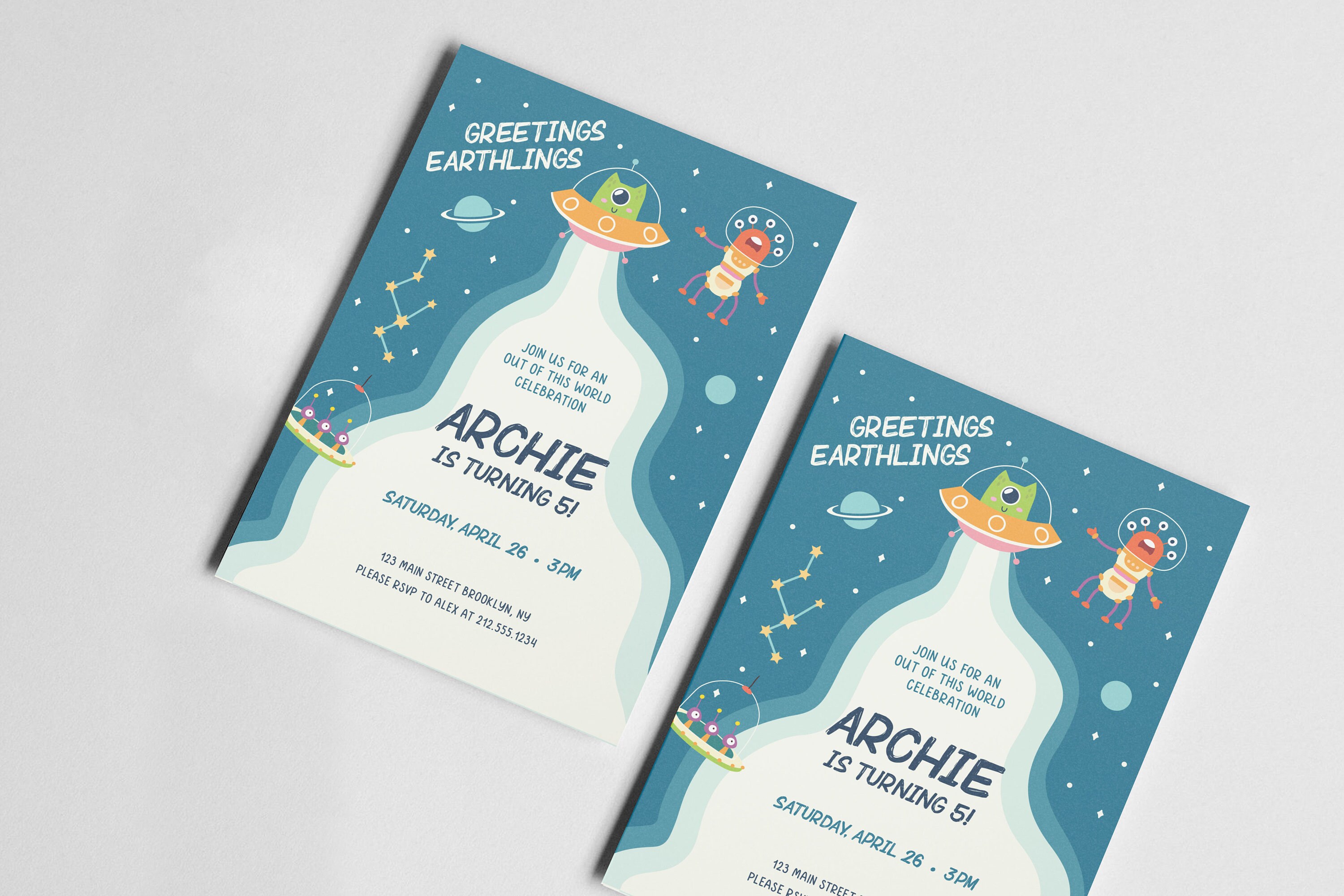 Aliens Birthday Party Invitation, Greetings Earthlings, Outer Space ...