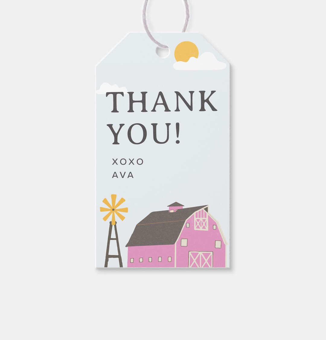 Farm Birthday Party Favor Tag, Thank You Tag, Printable, Editable ...