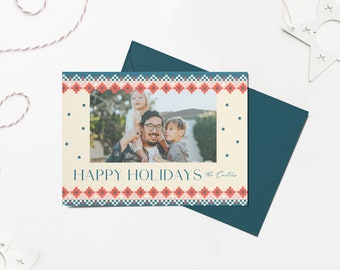 Modern Holiday Card, Holiday Photo Card Template, Christmas Card, Holiday Photo Card, Printable, Editable, INSTANT DOWNLOAD