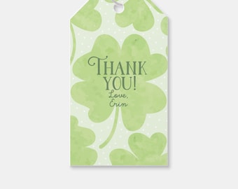 Shamrock Birthday Favor Tag: St. Patrick's Day Thank You (Printable, Editable, Instant Download)