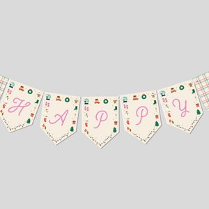 Christmas Birthday Party Banner: Editable Holiday Garland (Instant Download)