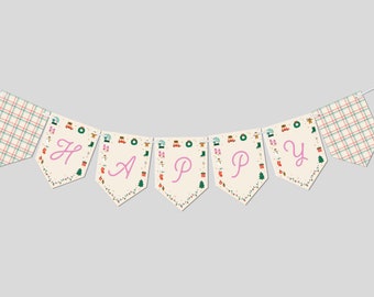 Christmas Birthday Party Banner: Editable Holiday Garland (Instant Download)