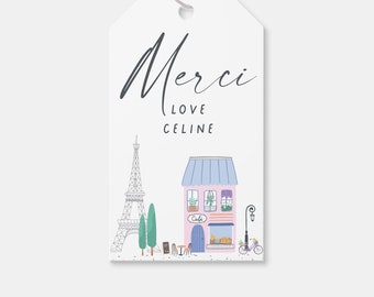 Paris Birthday Party Favor Tag, Thank You Tag, French Patisserie, French Cafe, Parisian Cafe, Paris, Printable, Editable, INSTANT DOWNLOAD